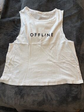 EUC aerie White "OFFLINE" Tank Top Size M